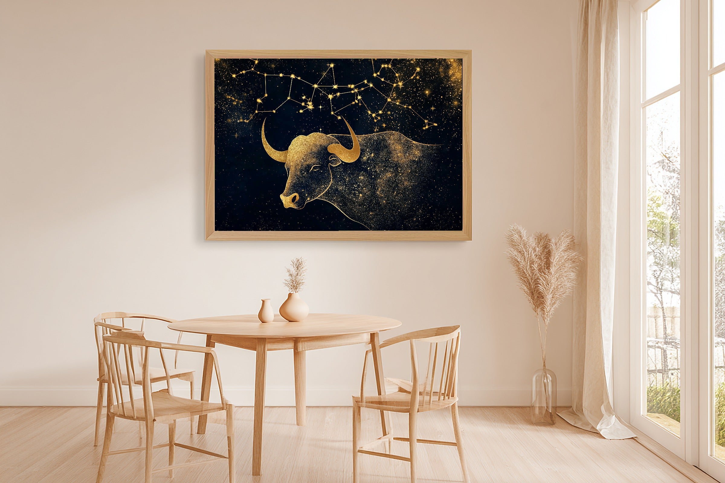 A Dreamy Zodiac Taurus Celestial Starlit Print — Heartfelt Wall Art for the Bedroom, Giclée on Canvas — zodiac-taurus-celestial-dining-room-wall-art.jpg