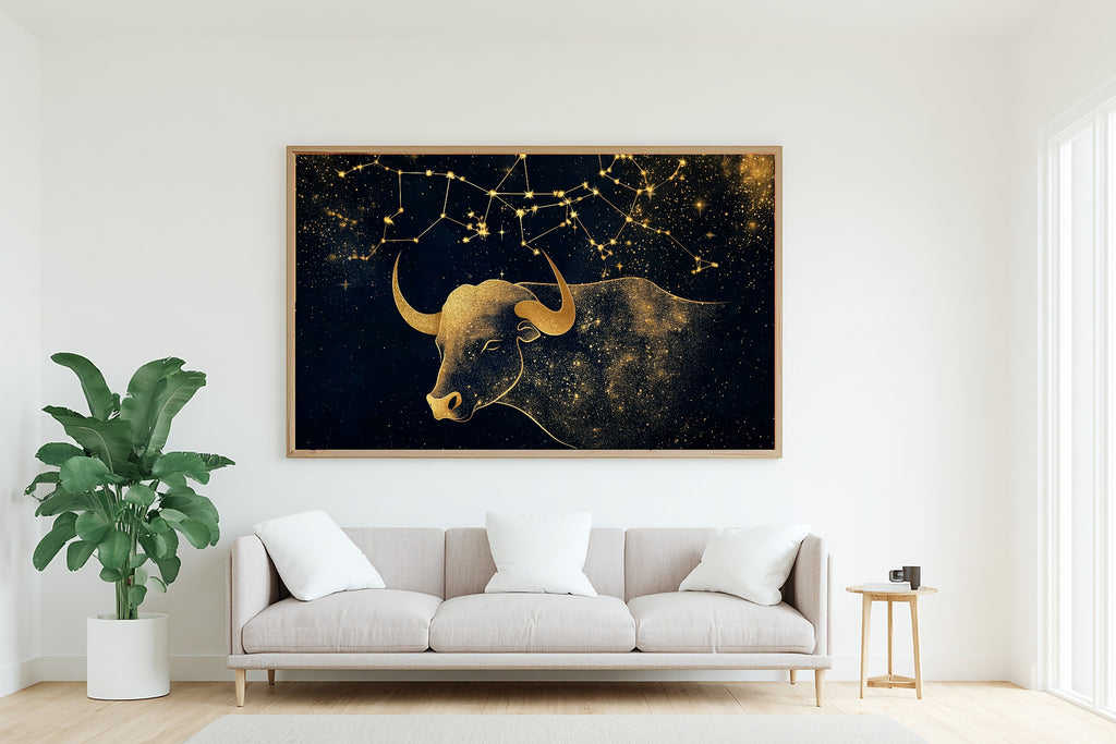 A Dreamy Zodiac Taurus Celestial Starlit Print — Heartfelt Wall Art for the Bedroom, Giclée on Canvas — zodiac-taurus-celestial-living-room-wall-art.jpg