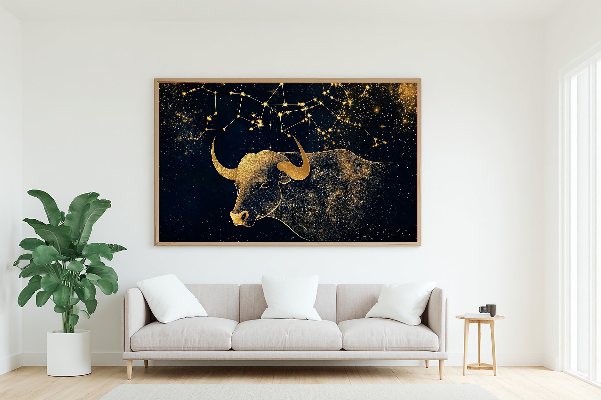 A Dreamy Zodiac Taurus Celestial Starlit Print — Heartfelt Wall Art for the Bedroom, Giclée on Canvas — zodiac-taurus-celestial-living-room-wall-art.jpg