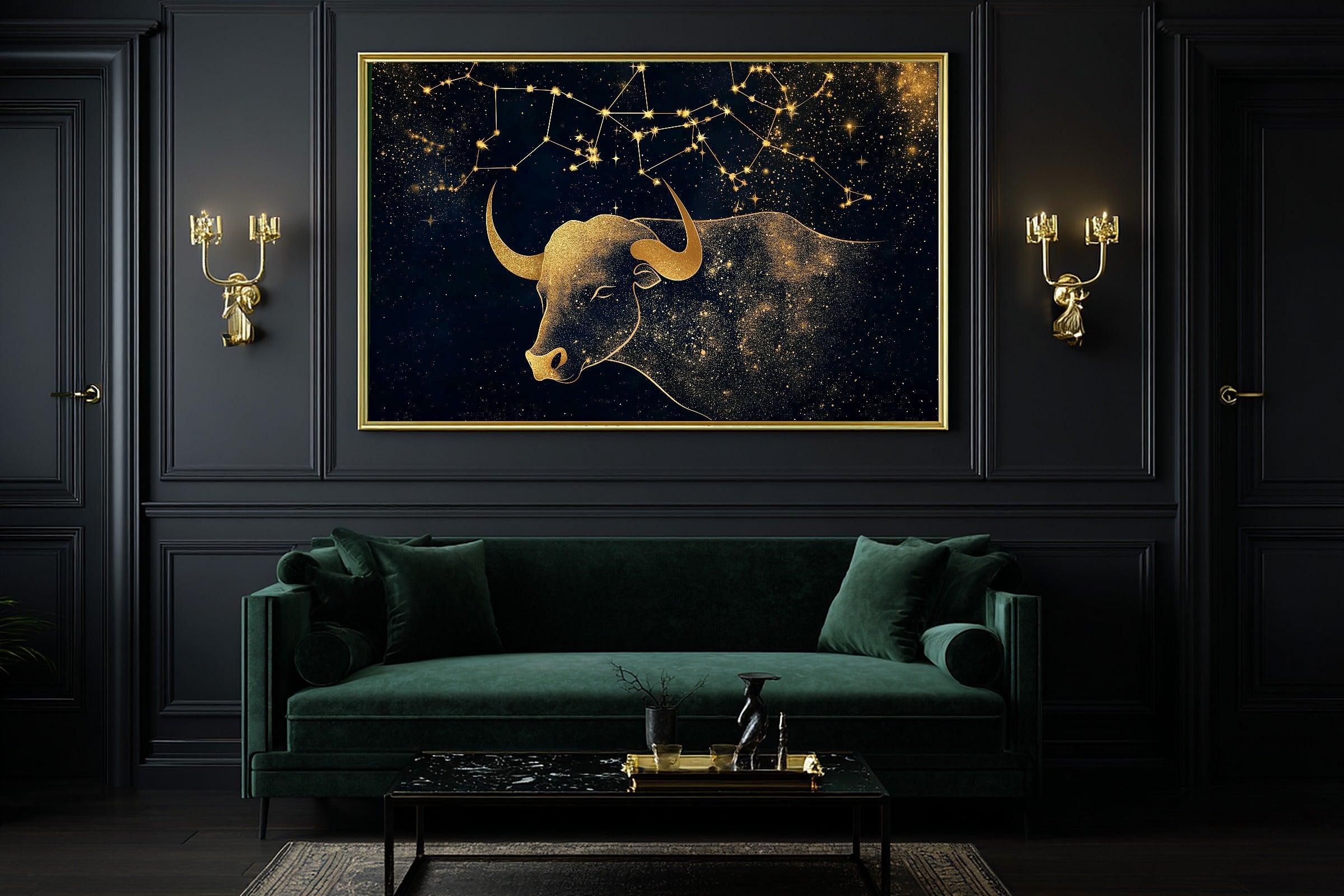 A Dreamy Zodiac Taurus Celestial Starlit Print — Heartfelt Wall Art for the Bedroom, Giclée on Canvas — zodiac-taurus-celestial-office-wall-art.jpg