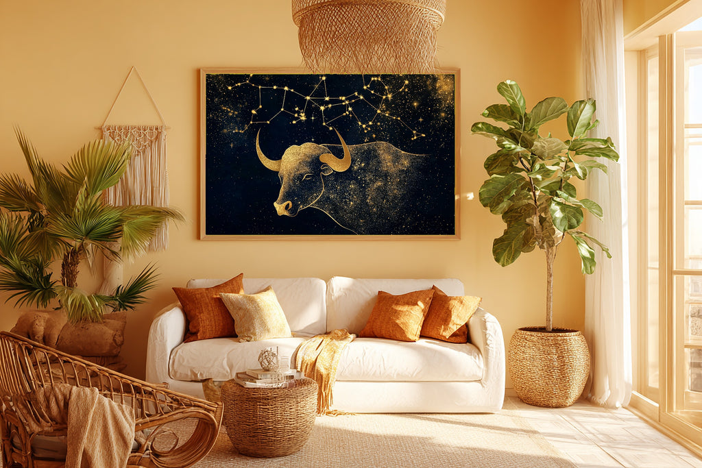 A Dreamy Zodiac Taurus Celestial Starlit Print — Heartfelt Wall Art for the Bedroom, Giclée on Canvas — zodiac-taurus-celestial-room-5-wall-art.jpg