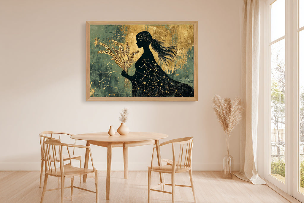 Zodiac Virgo Celestial Print on Stretched Canvas — Heartfelt Starlit for the Bedroom, Gift for the Stargazer in Your Life — zodiac-virgo-celestial-dining-room-wall-art.jpg