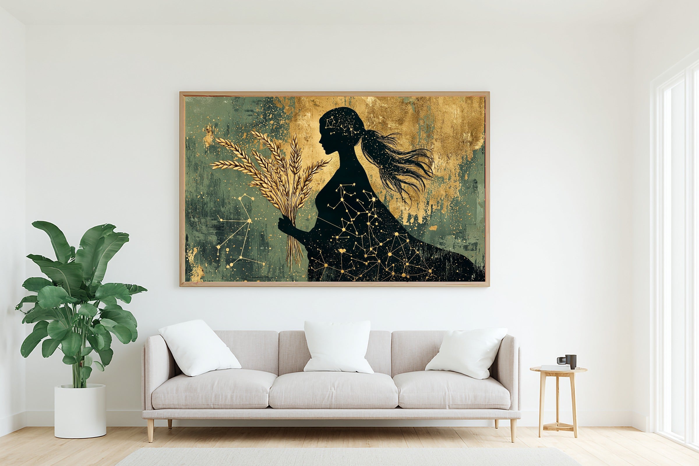 Zodiac Virgo Celestial Print on Stretched Canvas — Heartfelt Starlit for the Bedroom, Gift for the Stargazer in Your Life — zodiac-virgo-celestial-living-room-wall-art.jpg