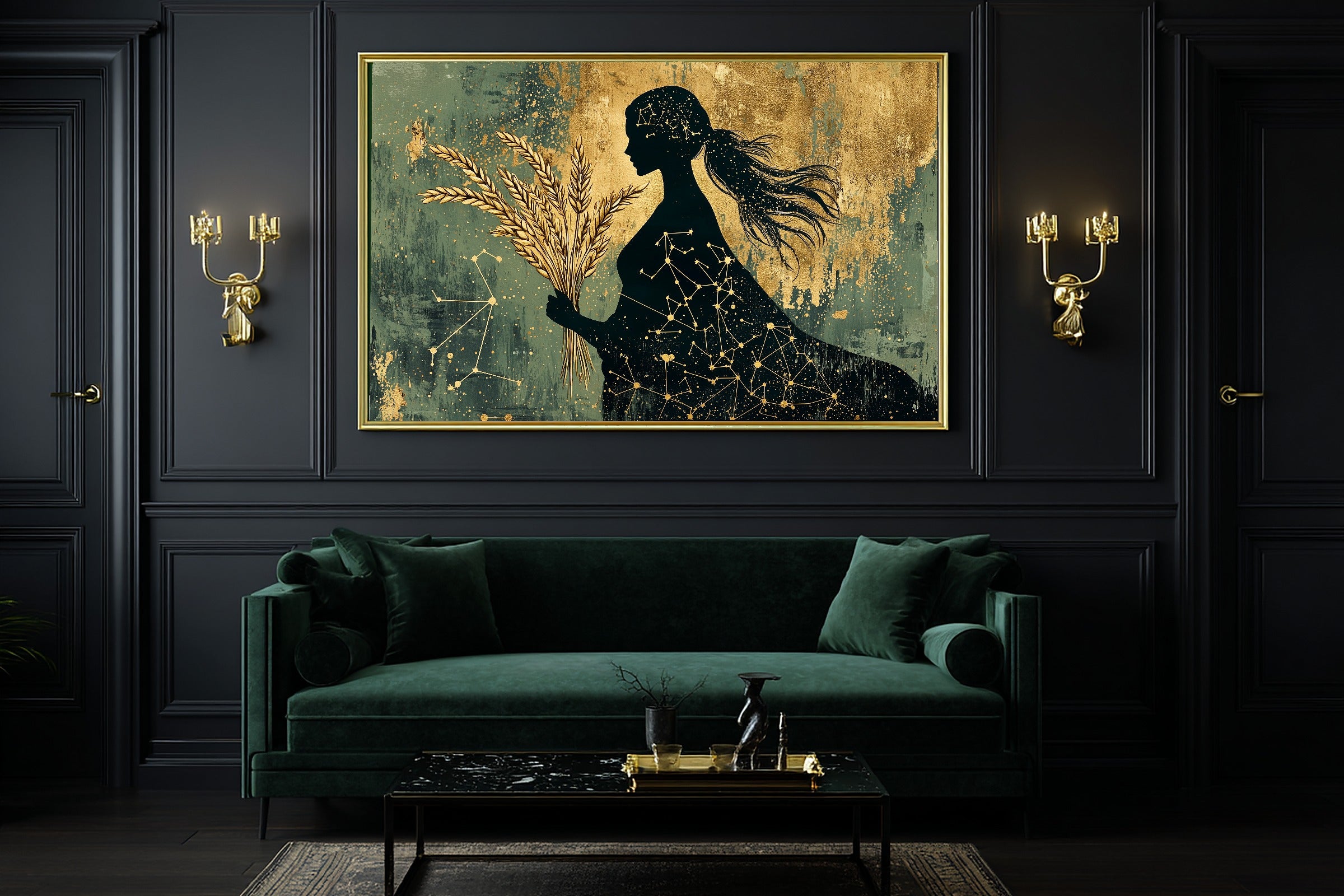 Zodiac Virgo Celestial Print on Stretched Canvas — Heartfelt Starlit for the Bedroom, Gift for the Stargazer in Your Life — zodiac-virgo-celestial-office-wall-art.jpg