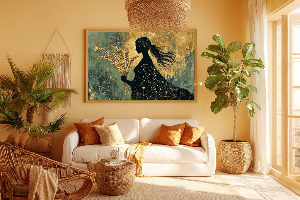 Zodiac Virgo Celestial Print on Stretched Canvas — Heartfelt Starlit for the Bedroom, Gift for the Stargazer in Your Life — zodiac-virgo-celestial-room-5-wall-art.jpg