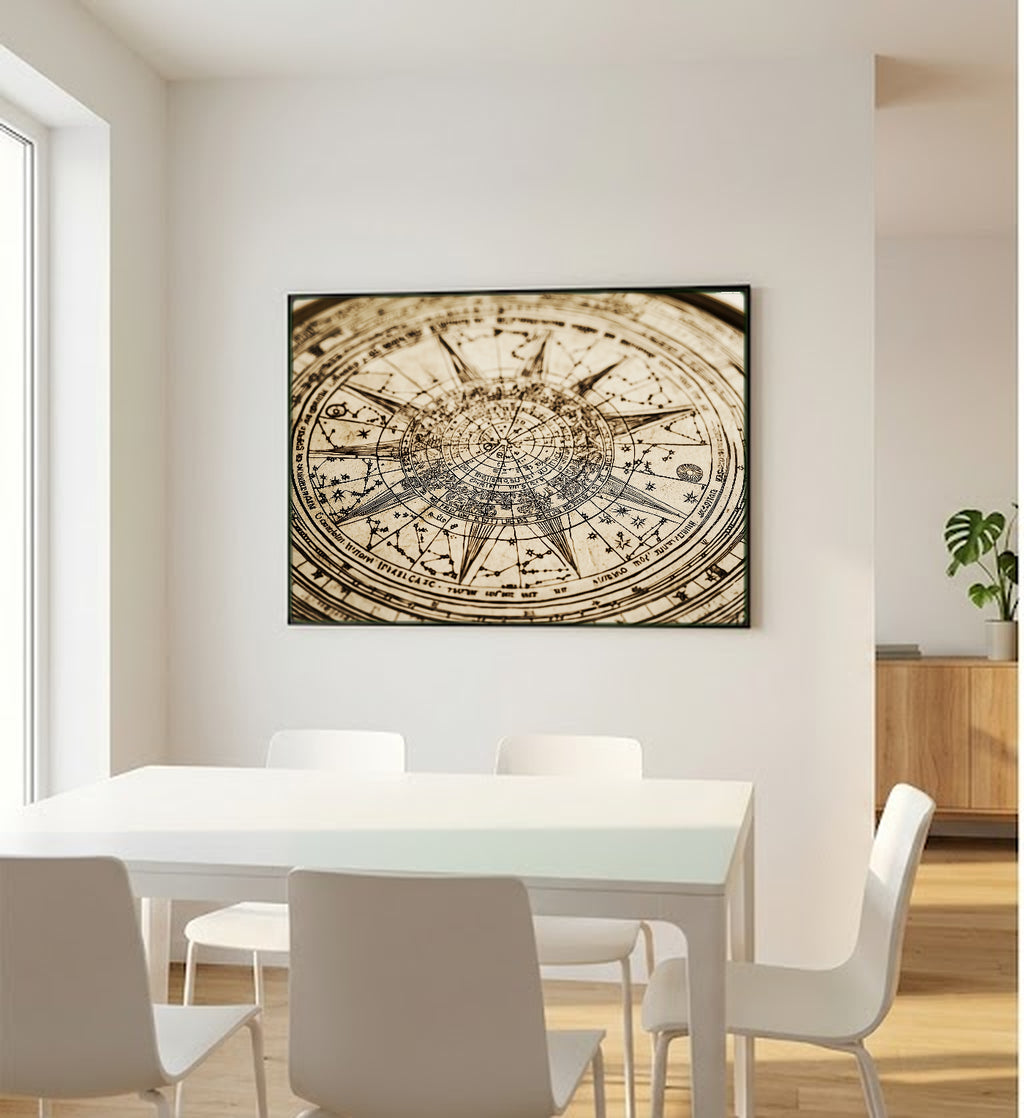 Zodiac Wheel Canvas Wall Art | Antique Celestial Print, Astrology Witchy Decor, Stretched Canvas — zodiac-wheel-antique-bedroom-wall-art.jpg