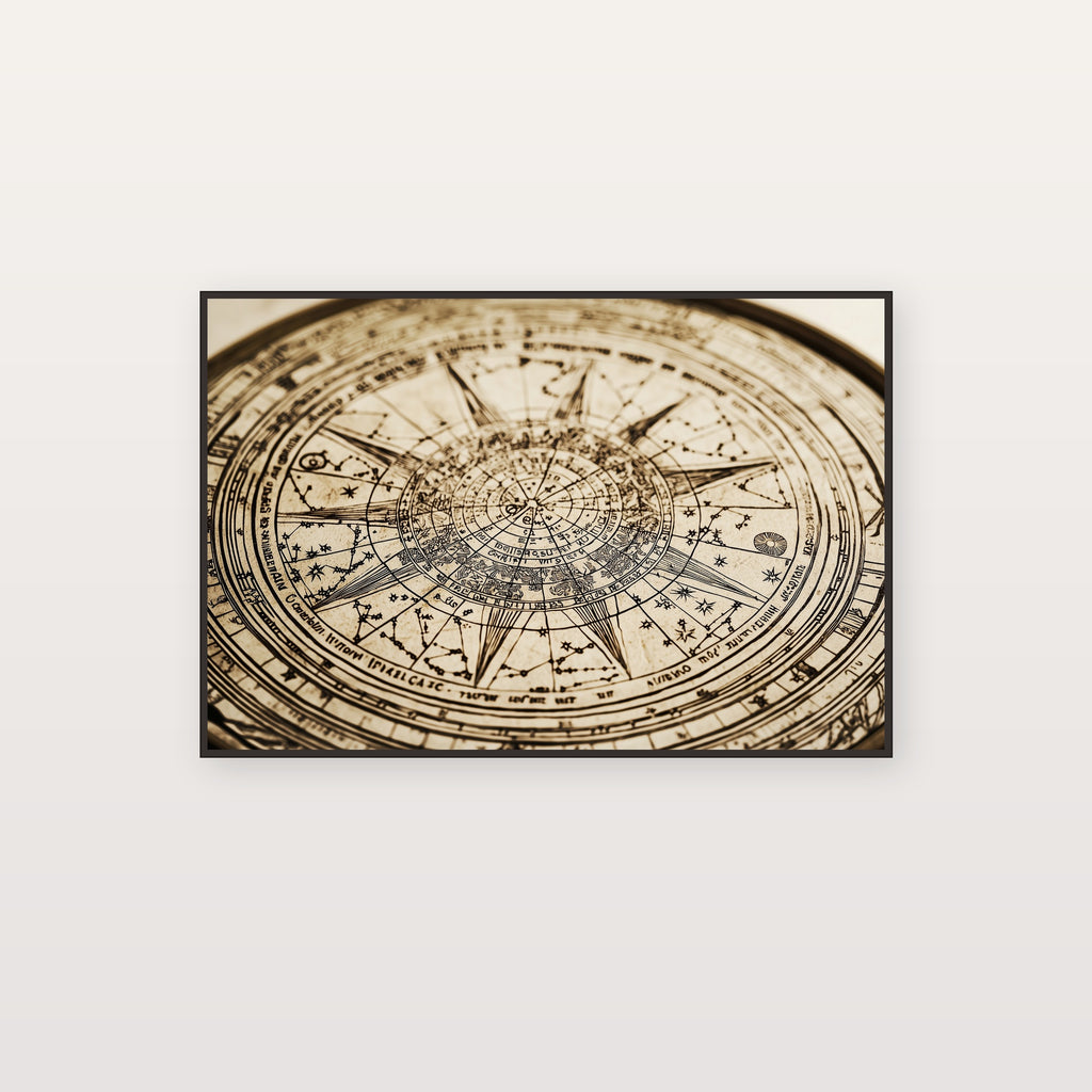 Zodiac Wheel Canvas Wall Art | Antique Celestial Print, Astrology Witchy Decor, Stretched Canvas — zodiac-wheel-antique-canvas-print.jpg